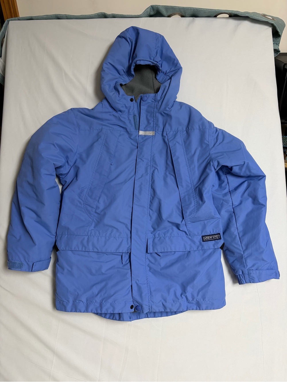 Lands' End Blue Hooded Puffer Jacket